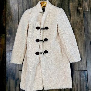 J Crew Toggle-Button Sherpa Teddy Coat